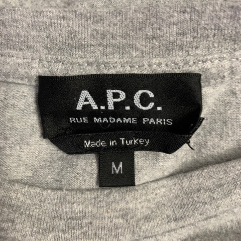 A.P.C. Size M Grey White Cotton Crew Neck T-shirt