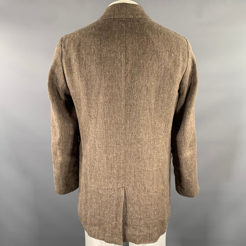 OUR LEGACY Size XL Brown Khaki Heather Linen Blend Double Breasted Coat