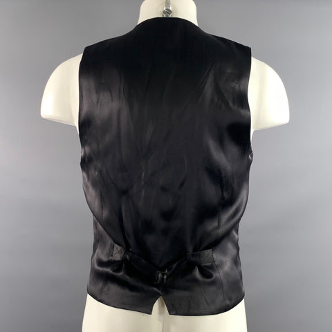 DOLCE & GABBANA Size 38 Silver Black Jacquard Acetate Blend Buttoned Vest