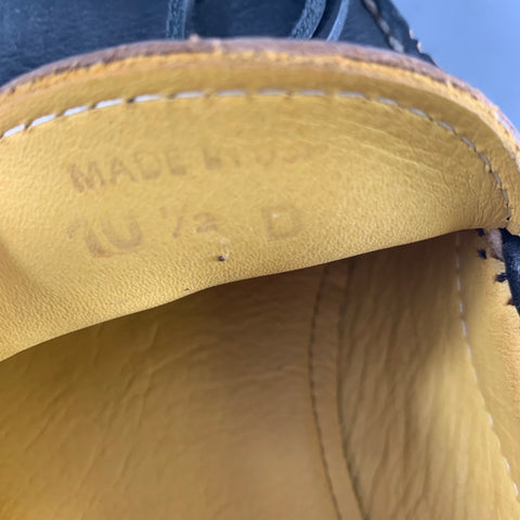 QUODDY Size 10.5 Black Yellow Leather Boat Shoe Loafers