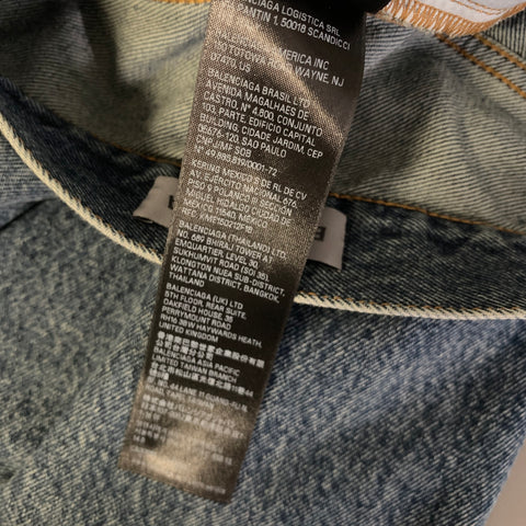 BALENCIAGA Size 26 Blue Polyester Cotton Wide Leg Jeans