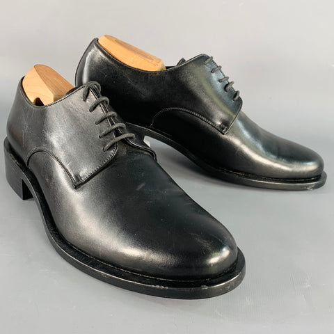 GIORGIO ARMANI Size 7 Black Leather Derby Lace-Up Shoes