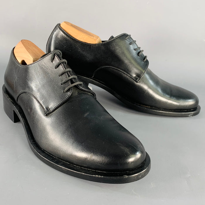 GIORGIO ARMANI Size 7 Black Leather Derby Lace-Up Shoes