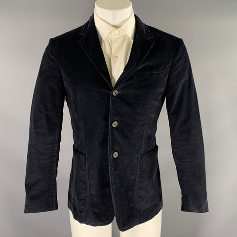 PRADA Chest Size 38 Black Corduroy Cotton Blend Notch Lapel Sport Coat