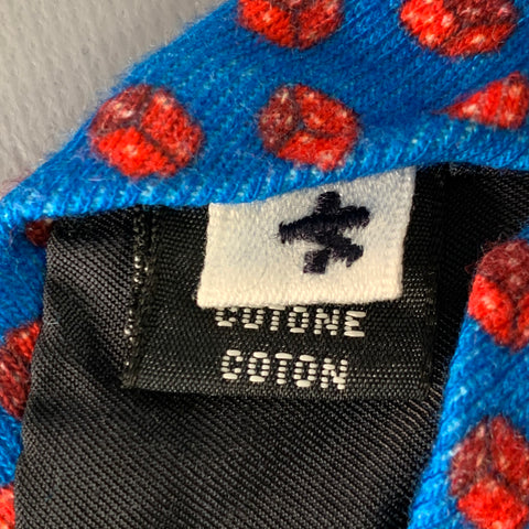 Cravate skinny en coton à dés rouges et bleus ADAM KIMMEL