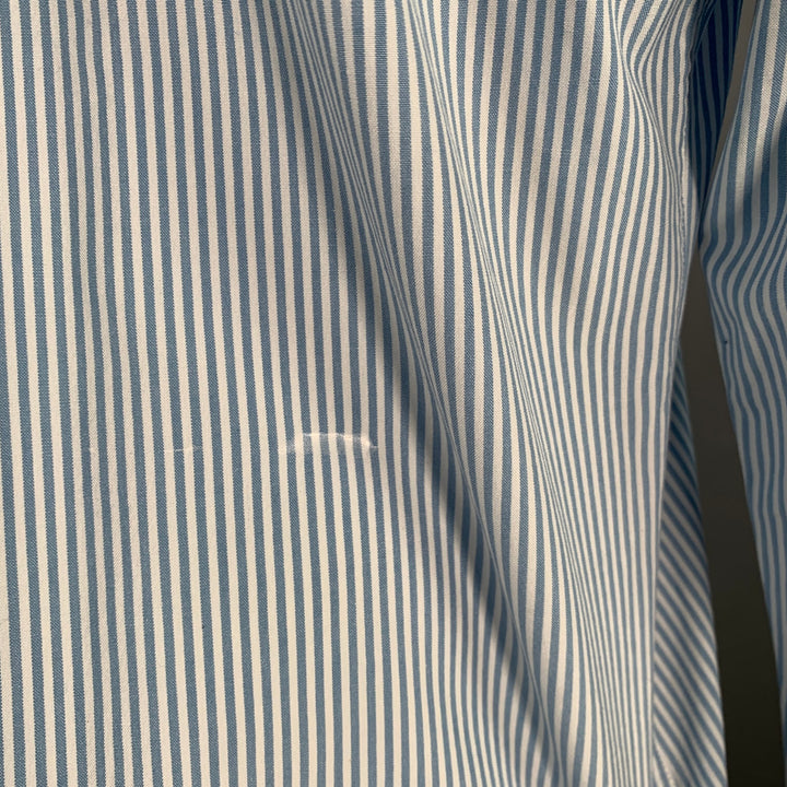 BOTTEGA VENETA Size S Light Blue White Stripe Cotton Long Sleeve Shirt