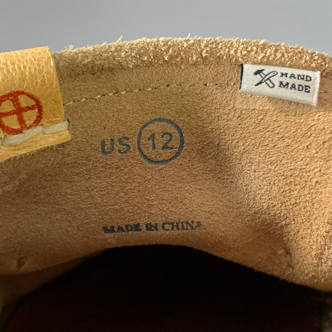 VISVIM SS15 Size 12 Maliseet Folk Tan Suede Rib Knit Foldover Sneakers