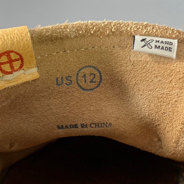 VISVIM SS15 Size 12 Maliseet Folk Tan Suede Rib Knit Foldover Sneakers