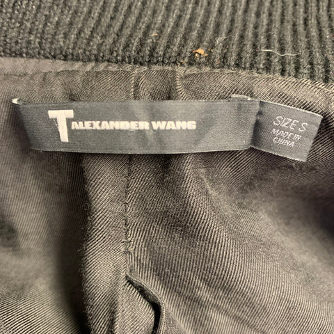 ALEXANDER WANG Size S Black Mixed Fabrics Cotton Lamb Leather Varsity Jacket