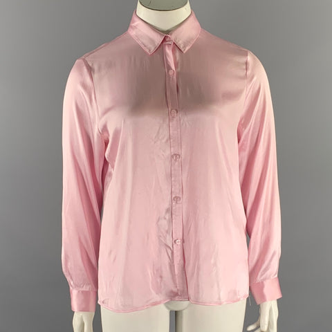 MIRTO Size L Pink Silk / Elastane Blouse