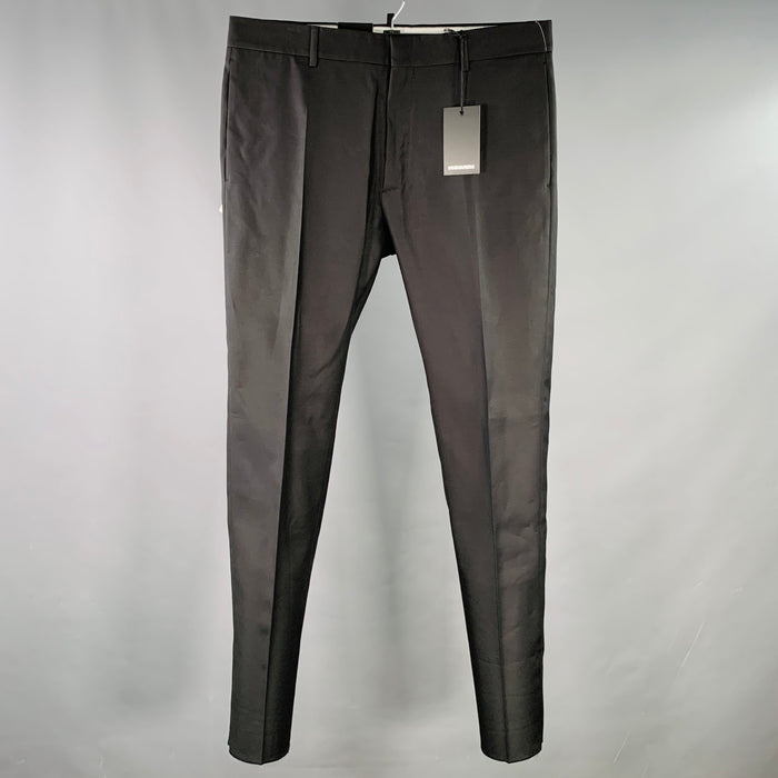 DSQUARED2 Size 36 Admiral Black Wool Silk Flat Front Dress Pants