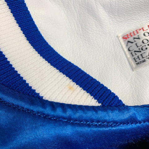 SHIPLEY and HALMOS Size L Blue White Contrast Trim Snaps Varsity Jacket