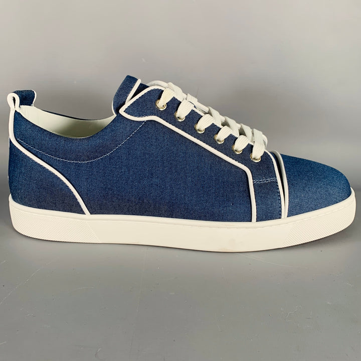 CHRISTIAN LOUBOUTIN Size 11 Blue White Denim Rubber Sole Sneakers