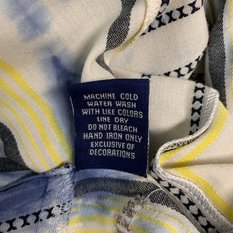 ROBERT GRAHAM Size L White Blue Yellow Stripe Cotton Long Sleeve Shirt
