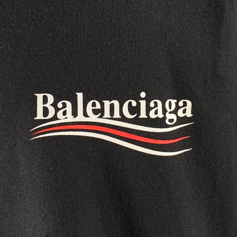 BALENCIAGA Size M Black Logo Cotton Crew-Neck T-shirt