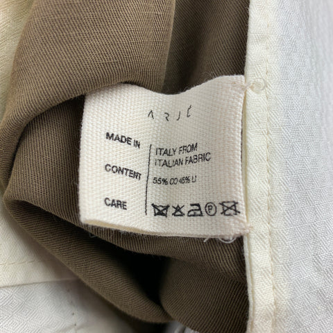 ARJE Size L Olive Cotton / Linen Button Fly Dress Pants