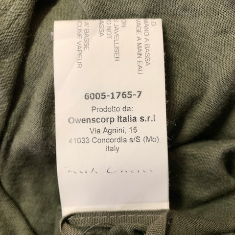 RICK OWENS Size L Green Olive See Through Cotton Oversized Long Sleeve Shirt