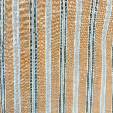 BRIONI Size L Orange Stripe Linen Button Up Long Sleeve Shirt