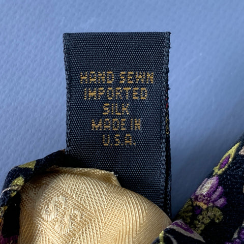 ROBERT TALBOTT Black Purple Green Paisley Silk Tie
