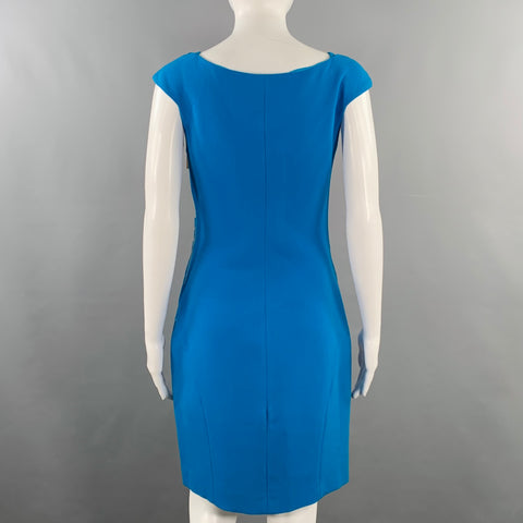 EMILIO PUCCI Size 8 Blue Crepe V-Neck Cocktail Dress