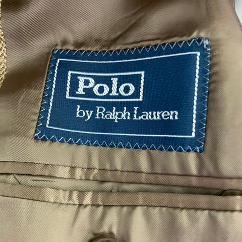 POLO by RALPH LAUREN Size 40 Khaki Herringbone Notch Lapel Sport Coat