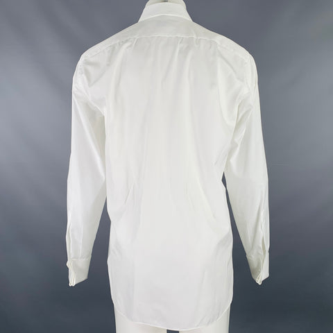 ERMENEGILDO ZEGNA Size M White Cotton Tuxedo Long Sleeve Shirt
