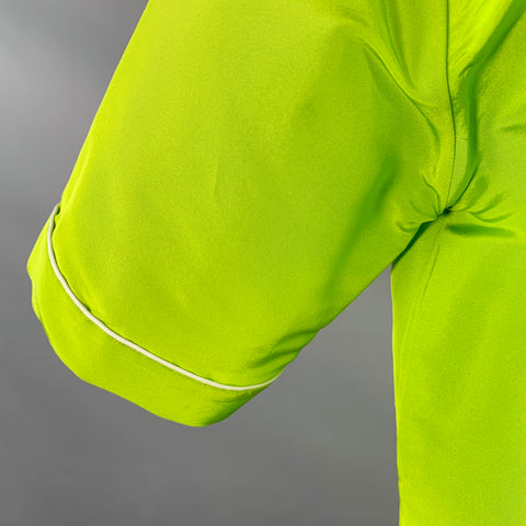 MAISON VALENTINO 2022 Size S Neon Green White Silk One Pocket Oversized Camp Shirt