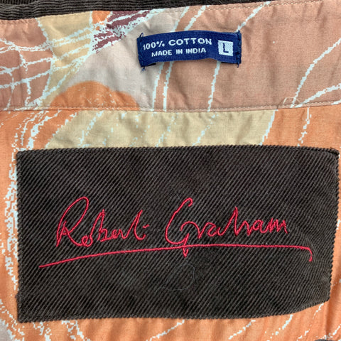 ROBERT GRAHAM Size L Brown Corduroy Cotton Button Up Long Sleeve Shirt