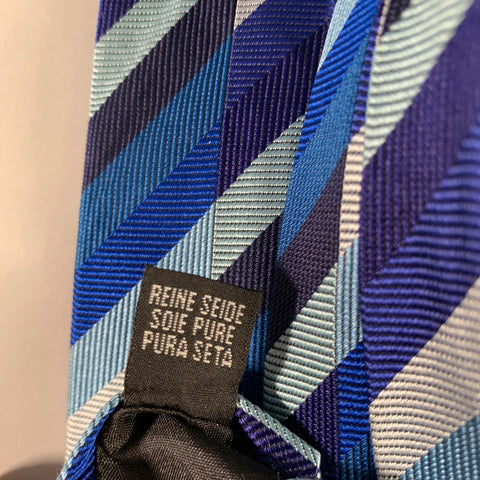 DUCHAMP Navy Blue Stripe Silk Tie