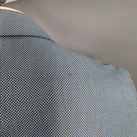 MYTHS Size 42 White Navy Nailhead Cotton Notch Lapel Jacket