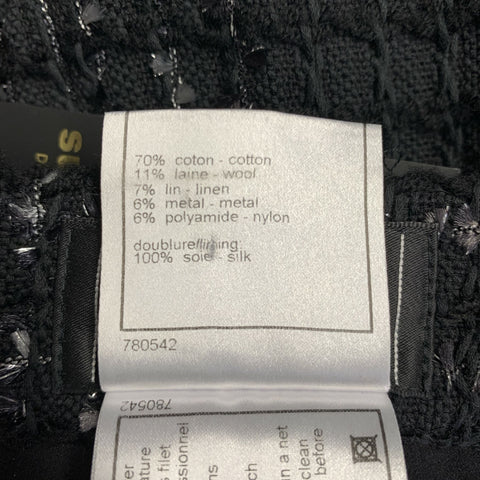 CHANEL Size 4 Black White Cotton Blend Chain Skirt