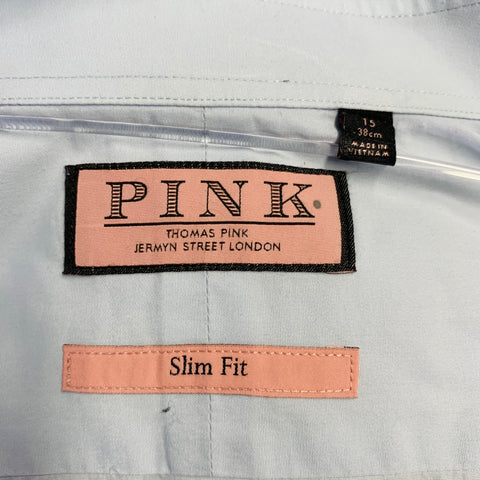 Chemise à manches longues en coton bleu à col américain, taille S, de marque PINK