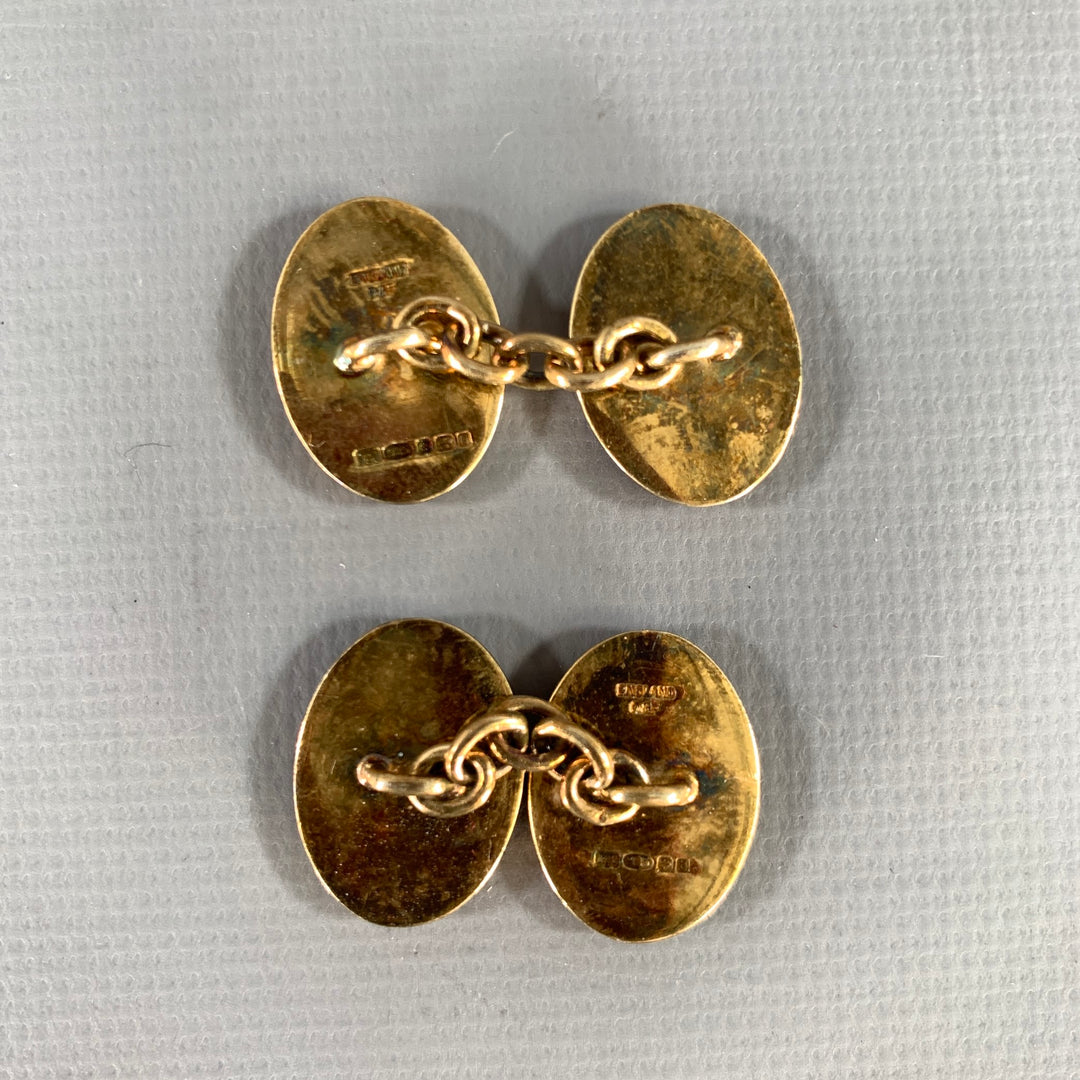 DEAKIN & FRANCIS Gold Blue Sterling Silver Cuff Links