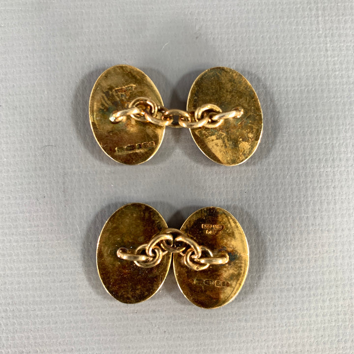 DEAKIN & FRANCIS Gold Blue Sterling Silver Cuff Links