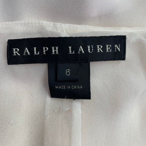 RALPH LAUREN Size 6 Cream Silk Wide Leg Dress Pants