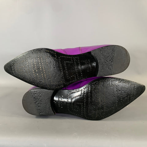 GUCCI Size 7 Purple Black Leather Pointed Toe Boots