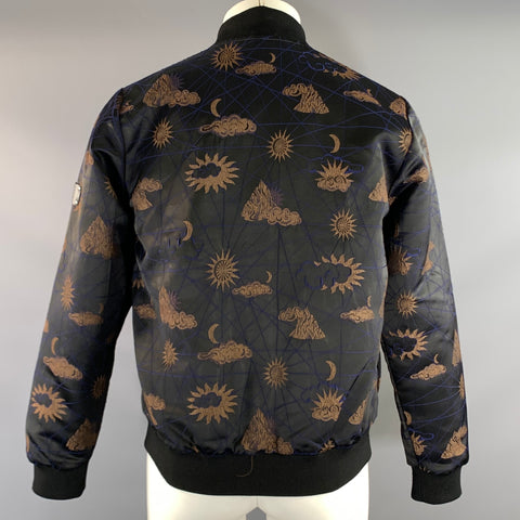 SCOTCH AND SODA Size S Black Navy & Gold Sun Polyester Blend Zip Up Jacket