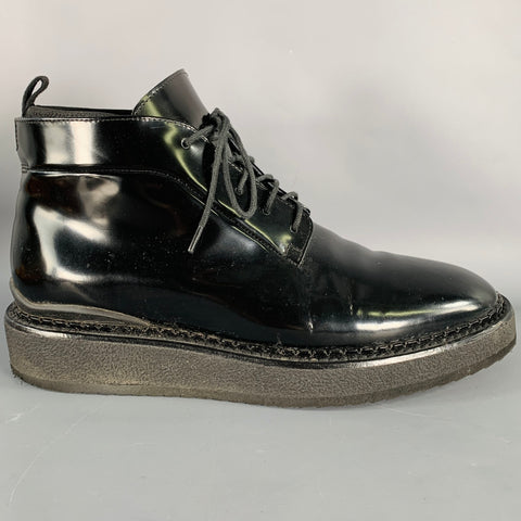 VINCE Size 11 Black Patent Leather Ankle Lace-Up Shoes