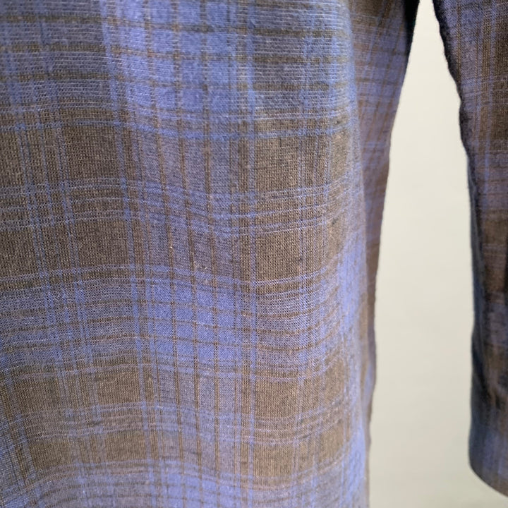 BILLY REID Size XL Black Navy Plaid Cotton One Pocket Long Sleeve Shirt