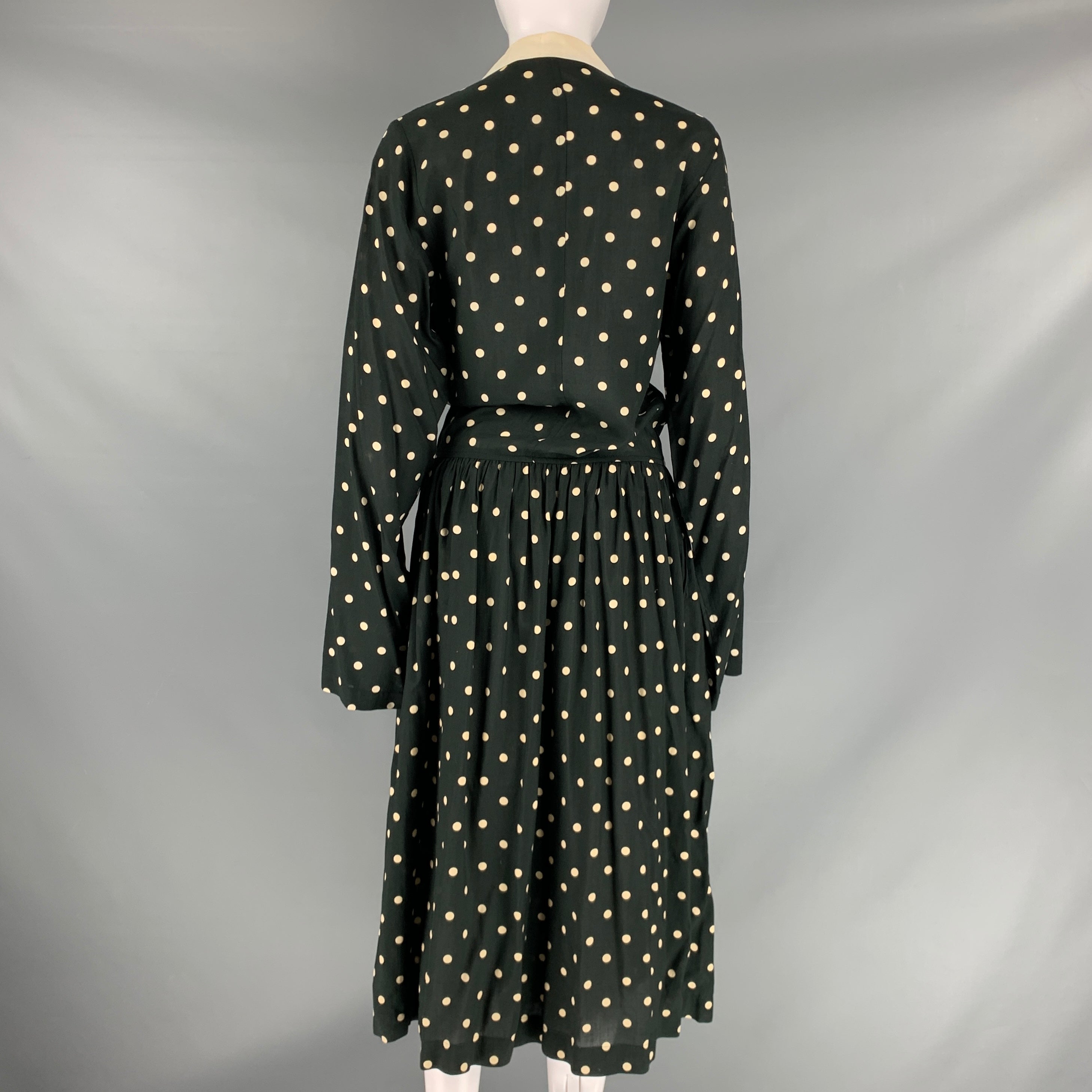 COMME des GARCONS Size S Black White Rayon Polka Dot Long Sleeve
