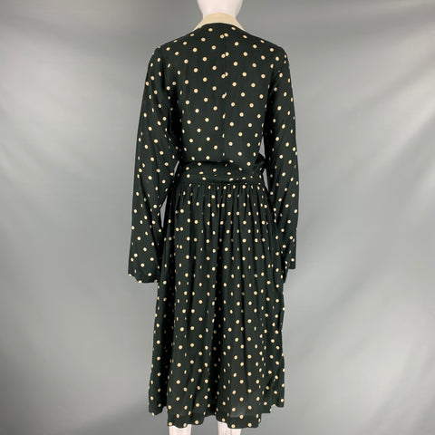 COMME des GARCONS Size S Black White Rayon Polka Dot Long Sleeve Dress
