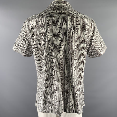 ROBERT GRAHAM Size XXL White Black Geometric Cotton Blend Camp Collar Short Sleeve Shirt