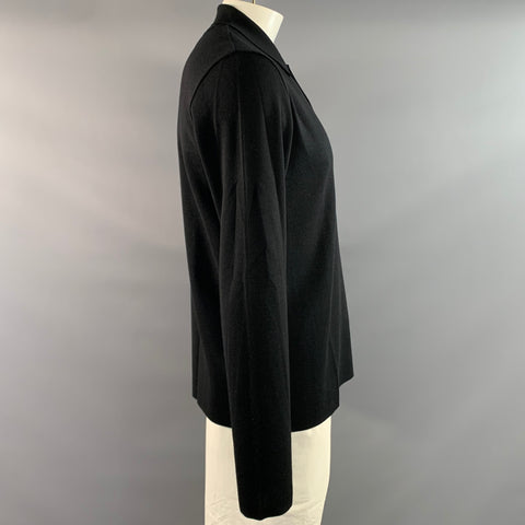 VALENTINO Size XL Black Knitted Wool Polo Pullover