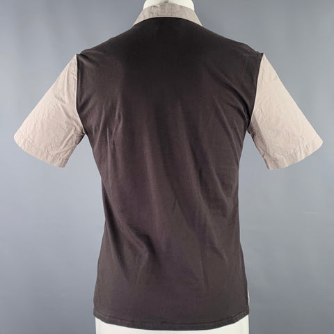 STEPHAN SCHNEIDER Size M Grey Taupe Mixed Fabrics Cotton Short Sleeve Shirt
