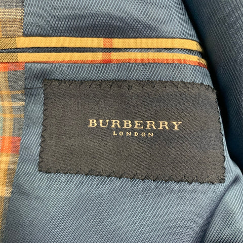 BURBERRY LONDON Size XXS Blue Multi Color Plaid Linen Sport Coat