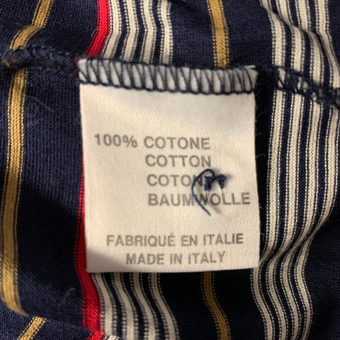 LANVIN Size M Navy Beige Red White Horizontal Stripe Cotton Polo