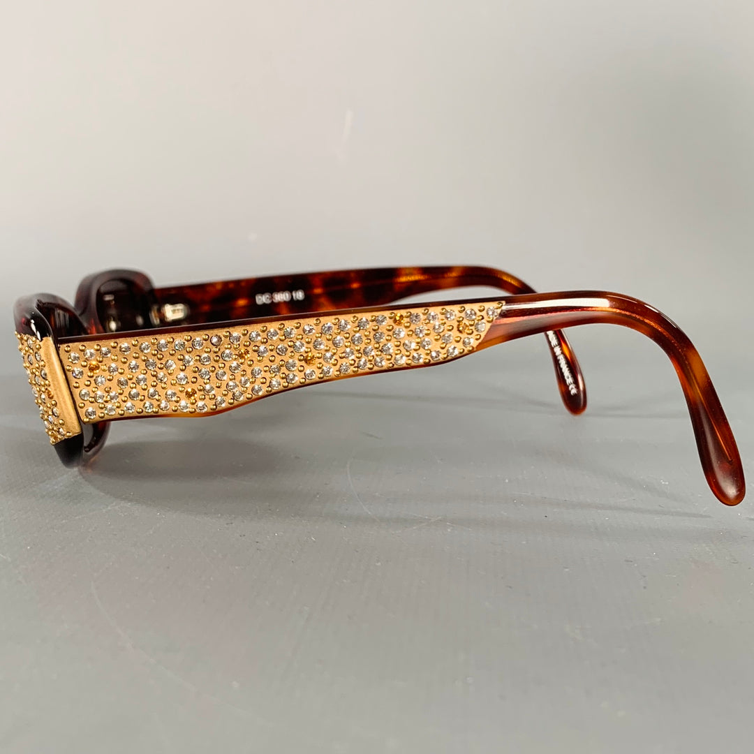 DIANE CAPT Gold Tortoiseshell Acetate Rhinestones Sunglasses