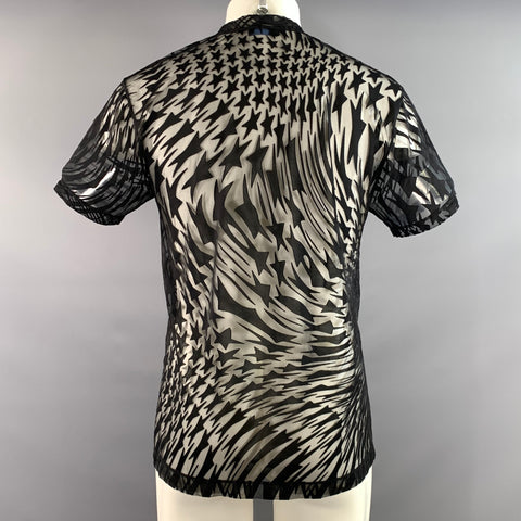 MUGLER Size S Black Stars Viscose Polyamide Creeper T shirt
