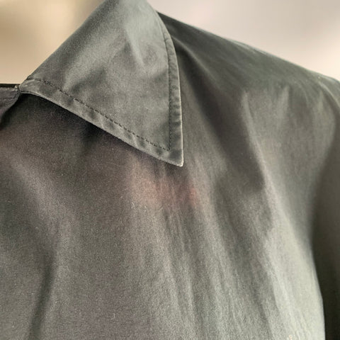 JIL SANDER Size 42 Black Cotton Snap Button Coat