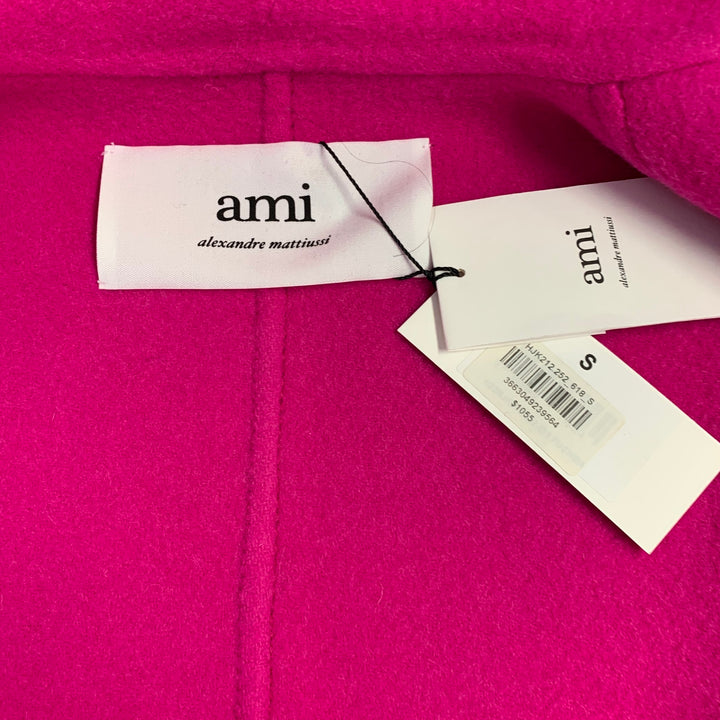 AMI by ALEXANDRE MATTIUSSI Size S Fuchsia Pink Textured Wool Button Up Jacket